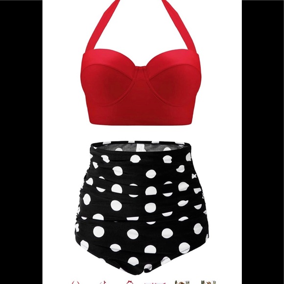 polka dot high waist bikini swimsuit
